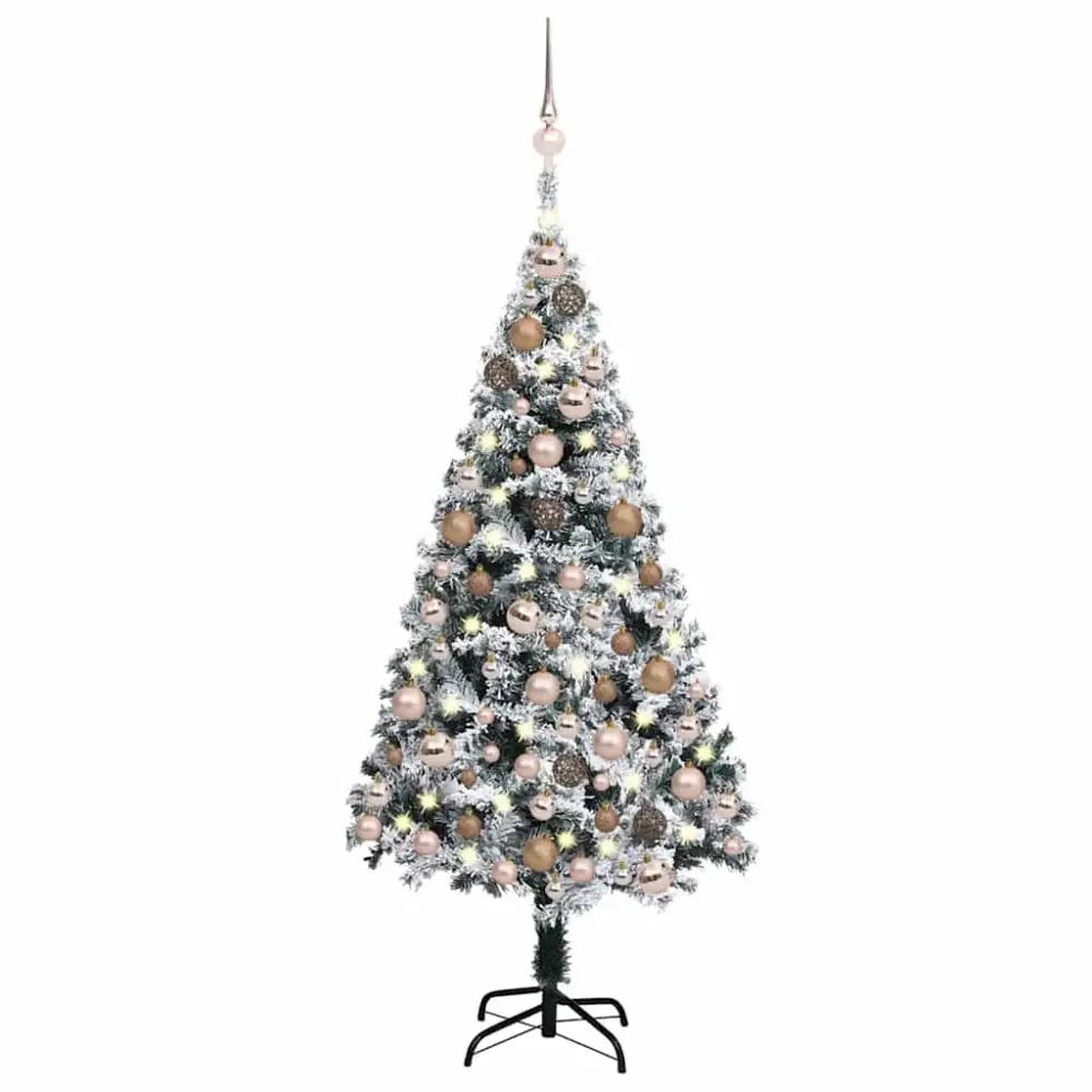 Orquídea en Maceta vidaXL árbol de navidad preiluminado con luces y bolas verde 150 cm