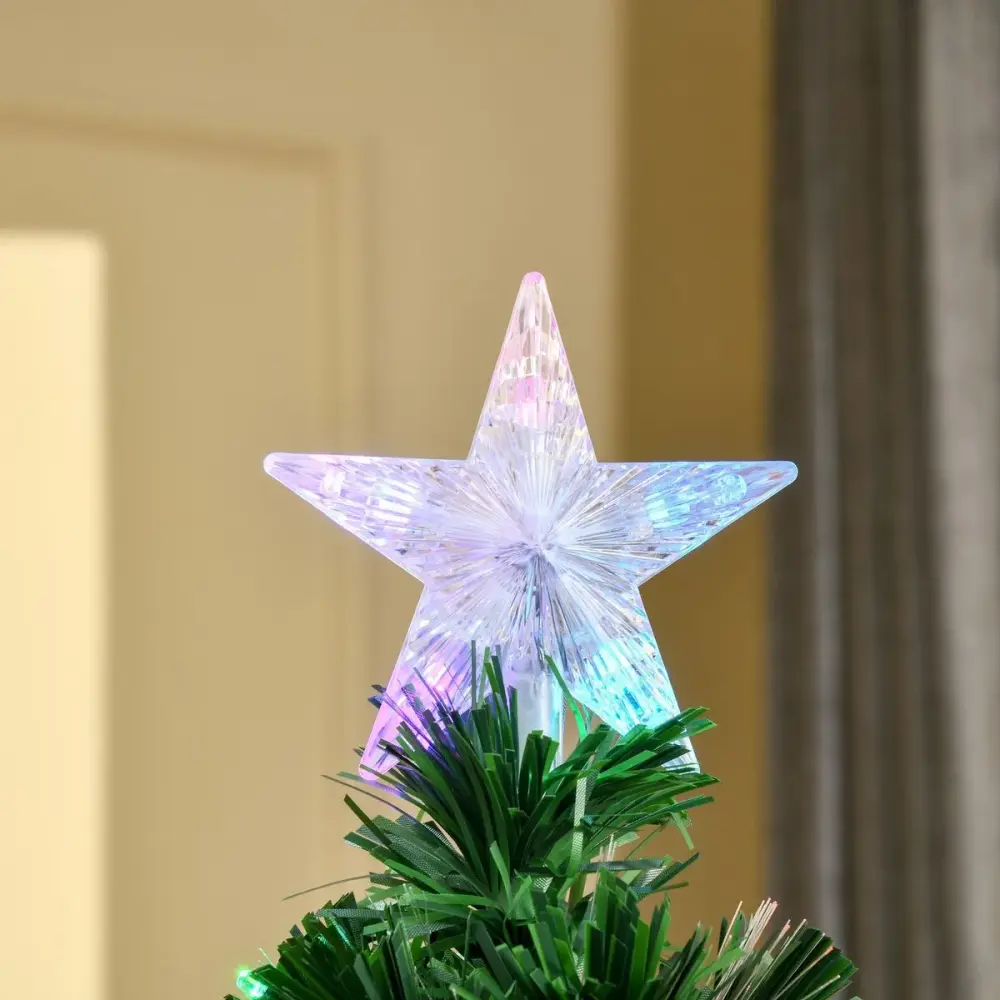Árbol de Navidad Homcom 180 ramas 21 LEDs con decoración navideñ policromático Ø60x150 cm