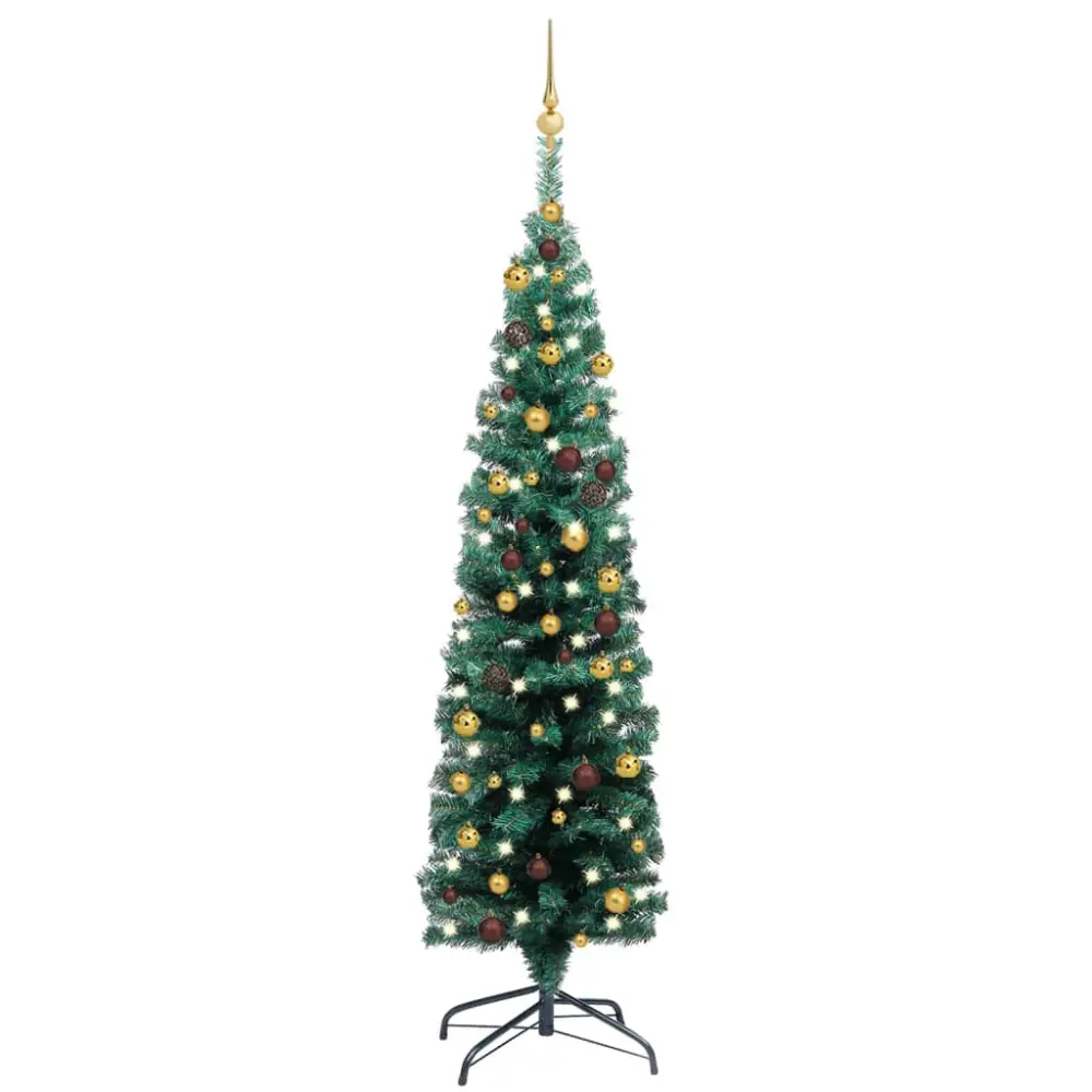 vidaXL árbol de navidad preiluminado con luces y bolas verde 150 cm con Apariencia Realista