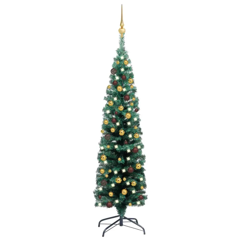 vidaXL árbol de navidad preiluminado con luces y bolas verde 120 cm para Mesa de Centro