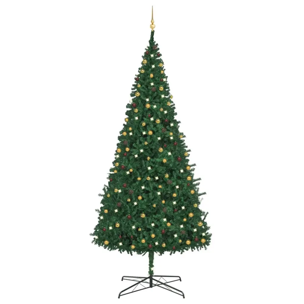 vidaXL árbol de navidad preiluminado con luces y bolas verde 400 cm de Diseño Europeo