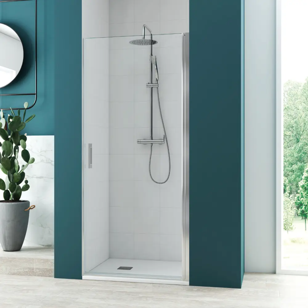 Mampara ducha frontal abatible 75cm transparente perfilerí cromo