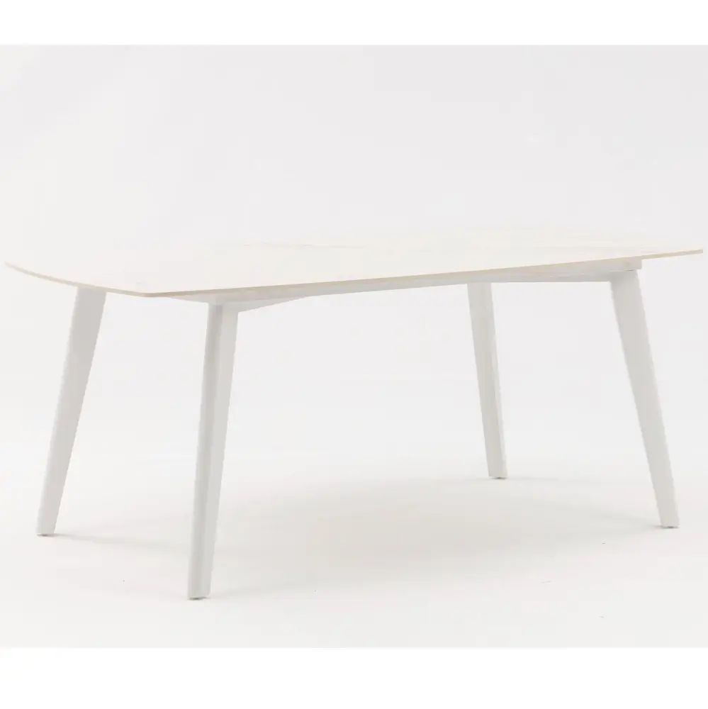 Juego de Servir Mesa de comedor Nelayan 180x90 aluminio blanco top mesa porcelánico blanco
