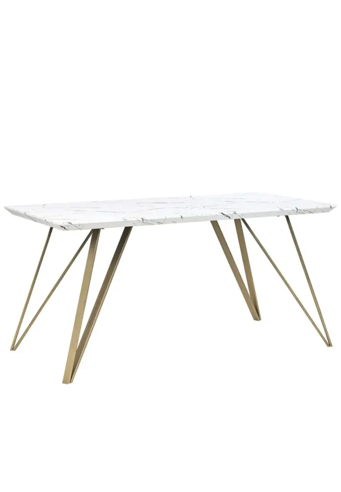 Mesa de comedor blanco dorado 150/80 en Bambú