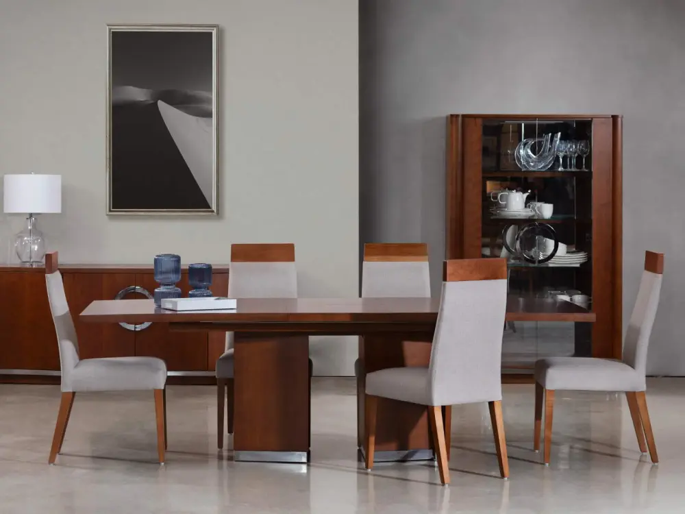 Mesa Comedor Torino Con Extension Miel con Base de Mármol