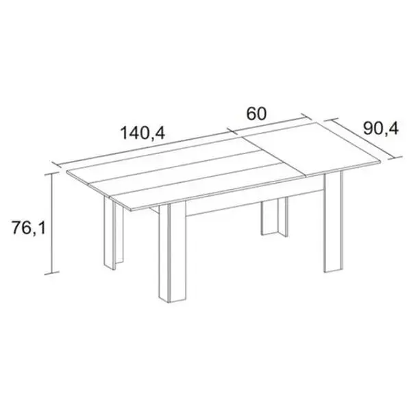 Premium de Alta Gama Mesa de comedor Bass extensible 76,1x140,4-200x90,4 cm