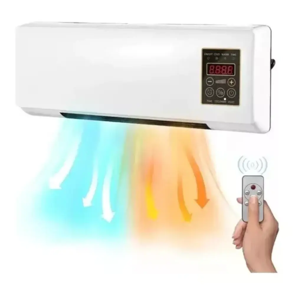 Aire acondicionado calefactor para pared aire frio y cálido además con control remoto en Gris Metálico