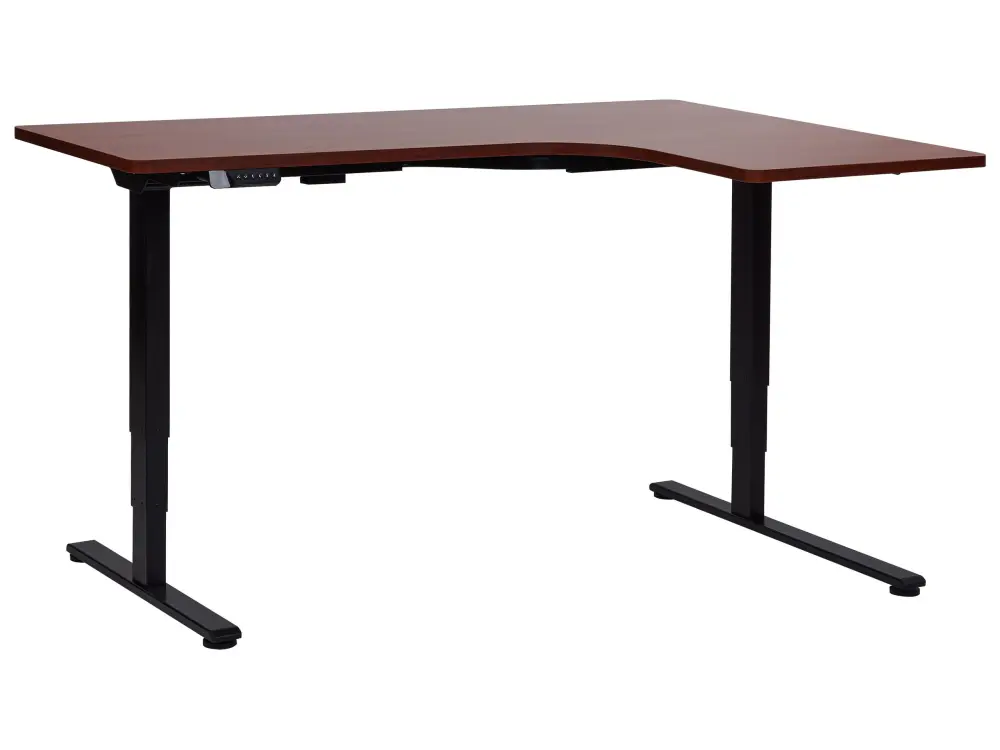 Adjustable Desk Electric Right Hand Dark Wood DESTINES