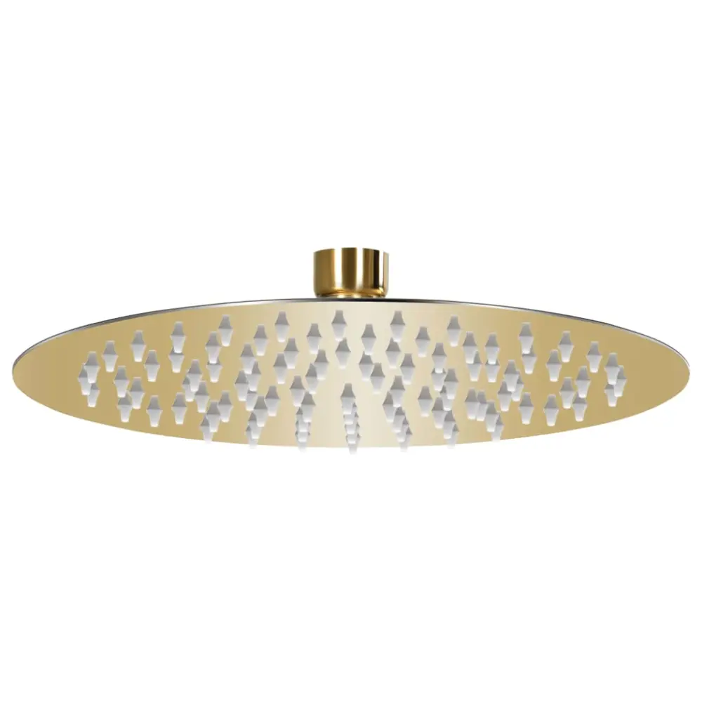 Cabezal de ducha redondo efecto lluvia acero inox dorado 20 cm