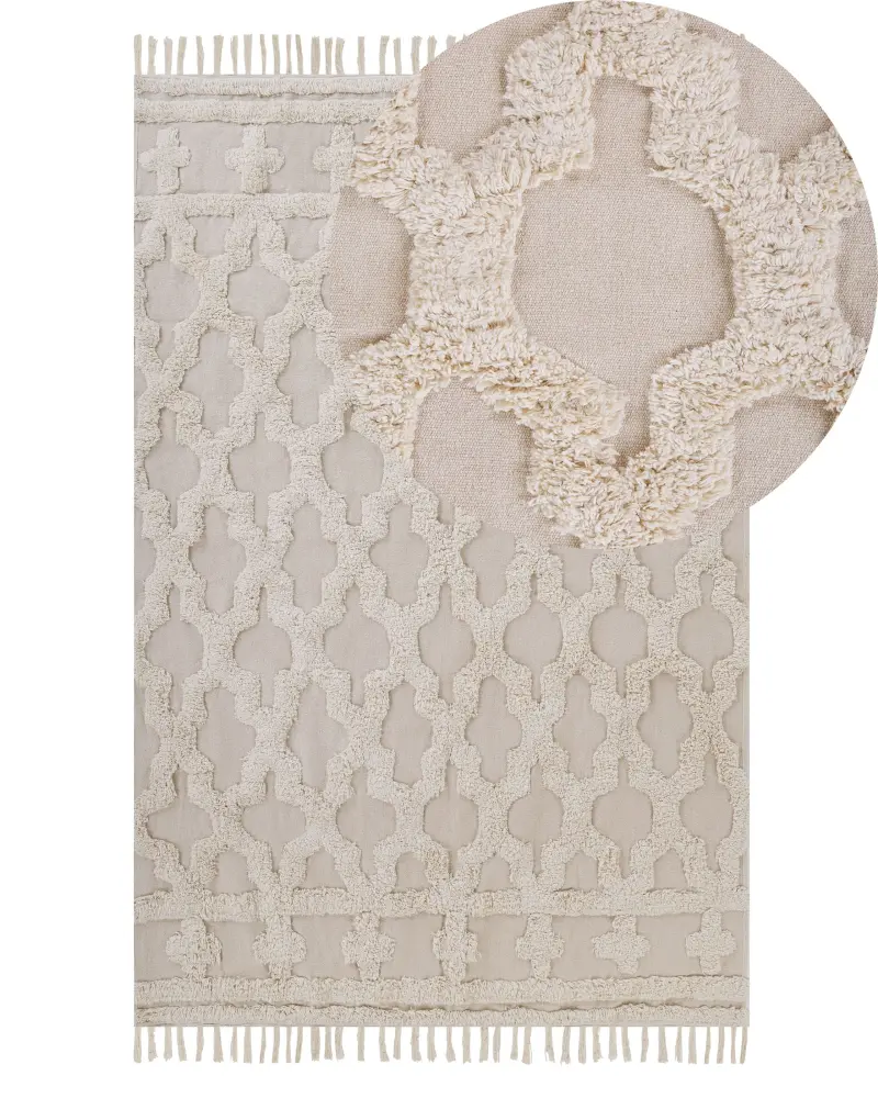 Alfombra de algodón beige 140 x 200 cm SULUOVA