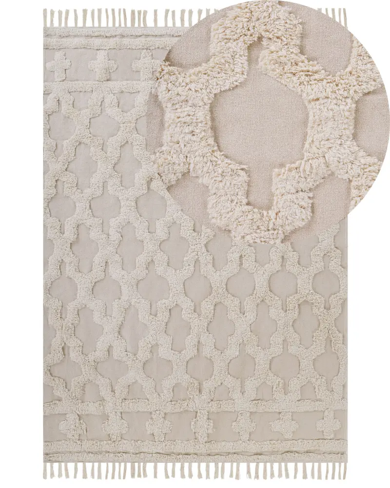 Alfombra de algodón beige 160 x 230 cm SULUOVA