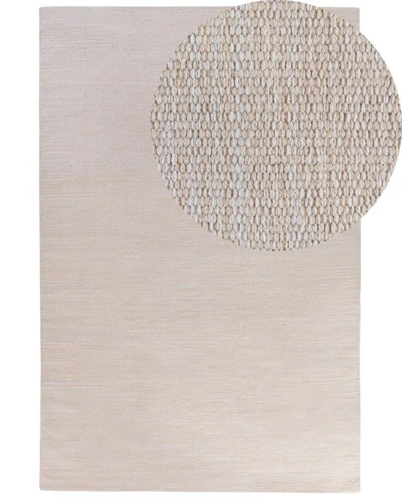 Alfombra de algodón beige claro 140 x 200 cm DERINCE