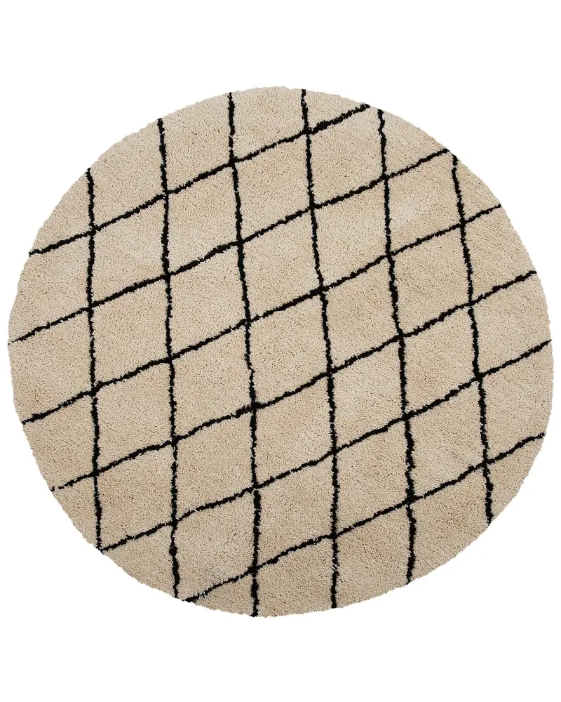 Alfombra beige/negro ⌀ 140 cm MIDYAT