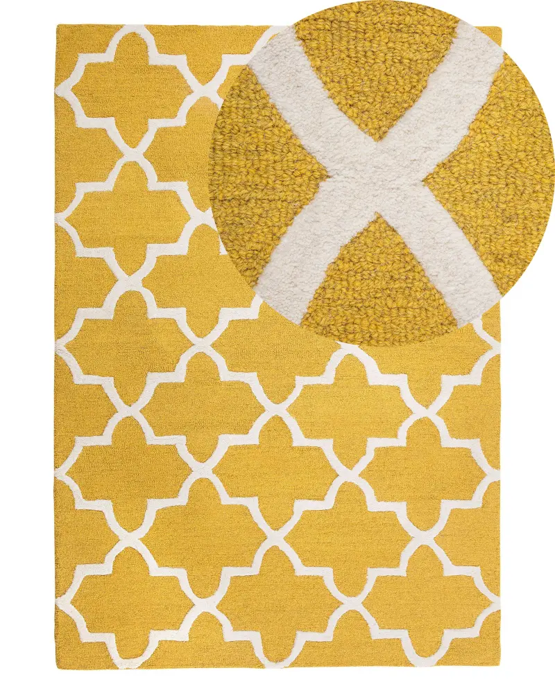 Alfombra de lana amarillo/beige 140 x 200 cm SILVAN