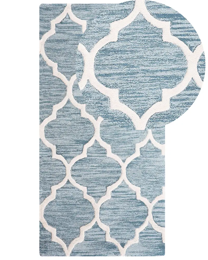 Alfombra de lana azul claro 80 x 150 cm YALOVA