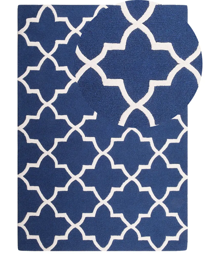 Alfombra de lana azul marino/beige 140 x 200 cm SILVAN