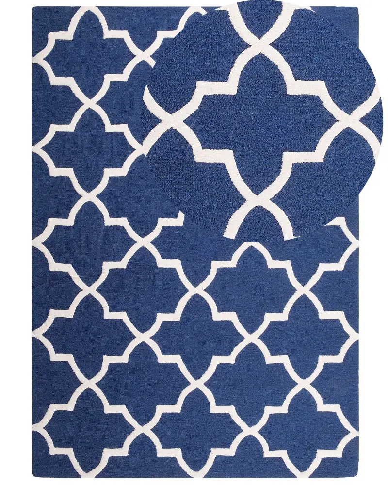 Alfombra de lana azul marino/beige 160 x 230 cm SILVAN