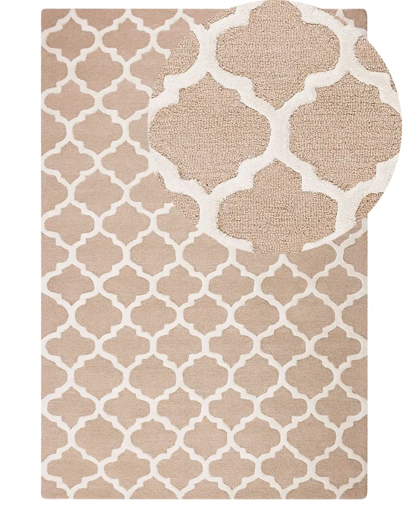 Alfombra de lana beige arena 160 x 230 cm ERBAA