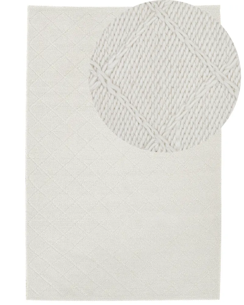 Alfombra de lana blanco crema 140 x 200 cm ELLEK