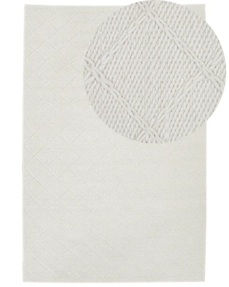 Alfombra de lana blanco crema 160 x 230 cm ELLEK