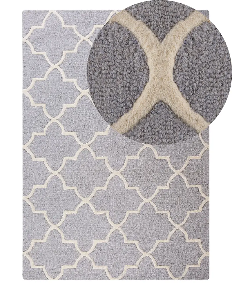 Alfombra de lana gris claro/blanco 140 x 200 cm SILVAN
