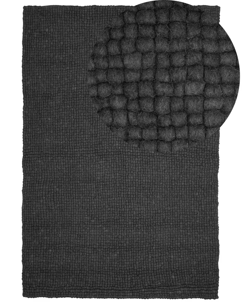 Alfombra de lana gris oscuro 160 x 230 cm AMDO