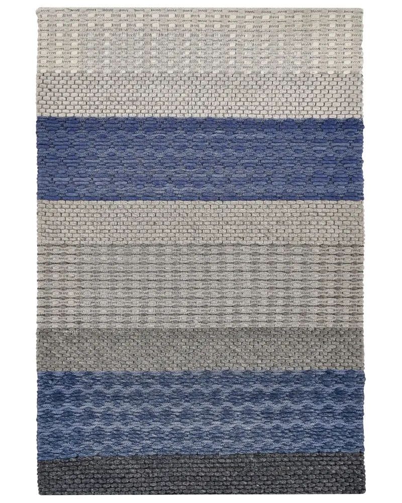 Alfombra de lana gris/azul oscuro/negro 140 x 200 cm AKKAYA