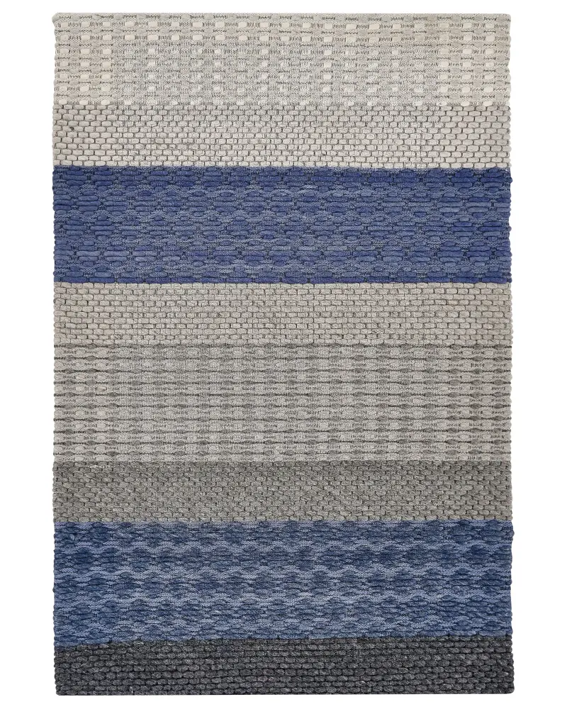 Alfombra de lana gris/azul oscuro/negro 160 x 220 cm AKKAYA