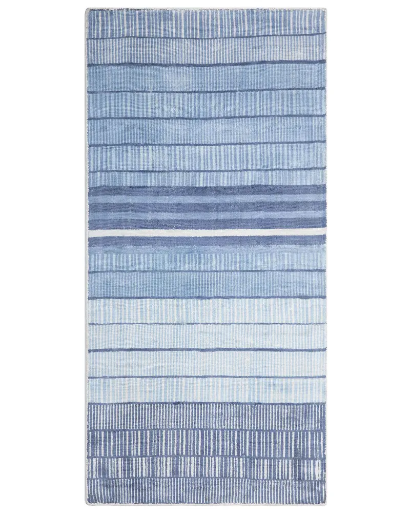 Alfombra de viscosa azul claro/blanco 80 x 150 cm YARDERE