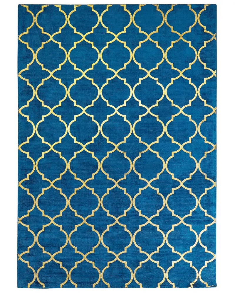 Alfombra de viscosa azul marino/dorado 160 x 230 cm YELKI