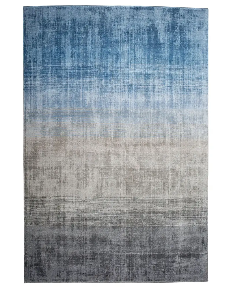 Alfombra de viscosa gris claro/azul claro/beige 140 x 200 cm ERCIS