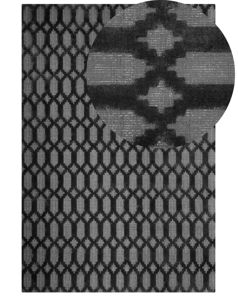Alfombra de viscosa gris oscuro/negro 160 x 230 cm CIZRE