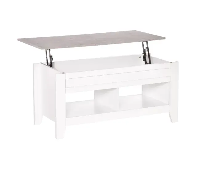 HOMCOM Mesa de Centro Elevable Mesa de Café con Encimera Elevable 2 Compartimentos Abiertos y Espacio Oculto de Almacenaj...