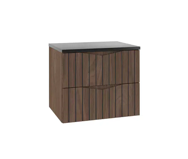 Diseño Moderno con Espejo Mueble bajo lavabo 60cm encimera Siena madera y negro