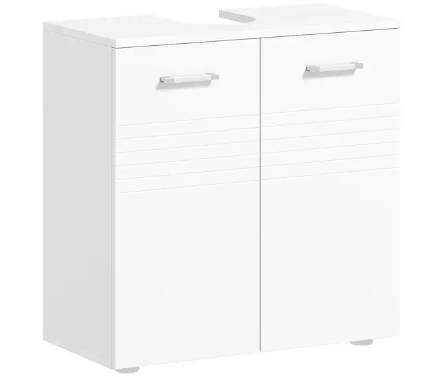 kleankin Mueble para Debajo del Lavabo Armario de Baño de Pared con 2 Puertas y Estante Interior Ajustable Estilo Innovad...