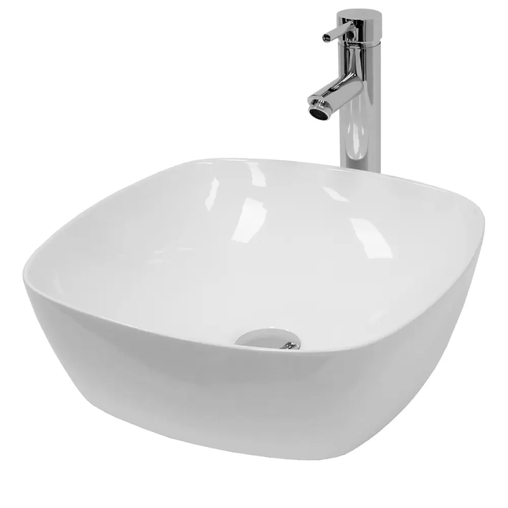 Lavabo sobre encimera - 405 x 405 x 140 mm blanco ecd germany para Baño Completo