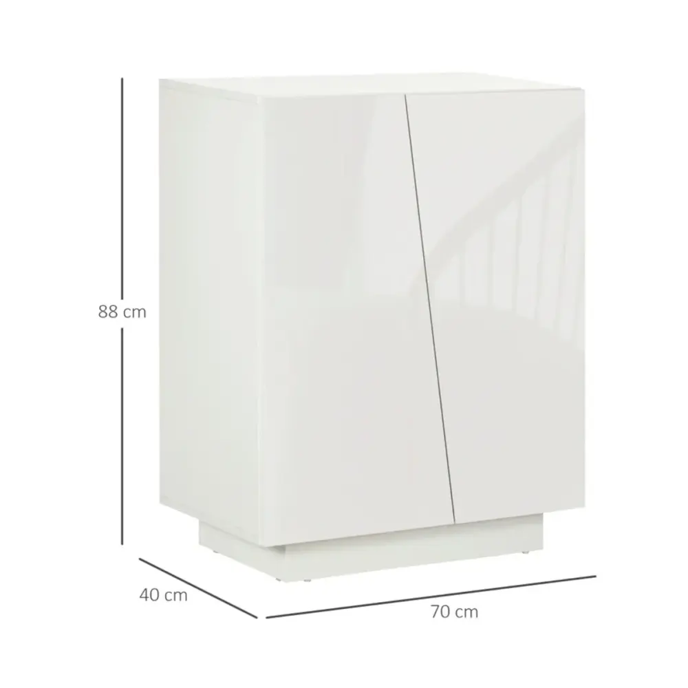 Aparador Aba Homcom 2 puertas + 2 estantes ajustables blanco 88x70x40 cm