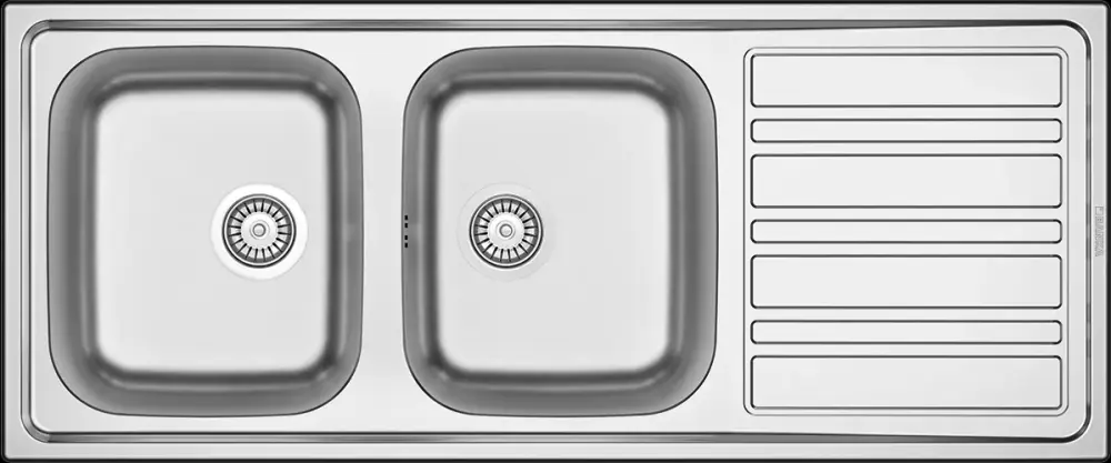 Evier Inox 120x50 cm - 2 Cuves + Égouttoir Encastrable | Banka Sinks