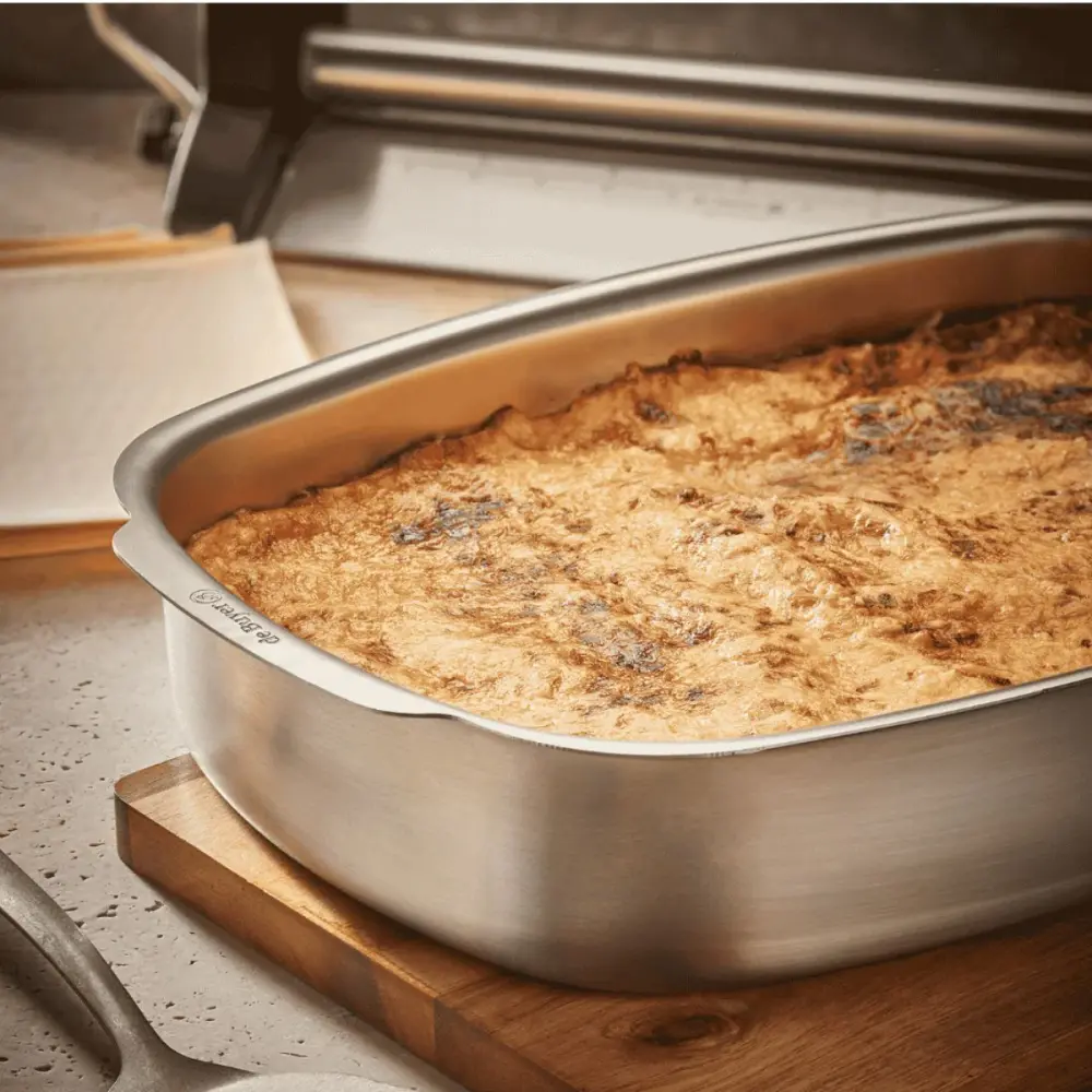 Bandeja rectangular honda para horno de acero inoxidable De Buyer para Reposterí Casera