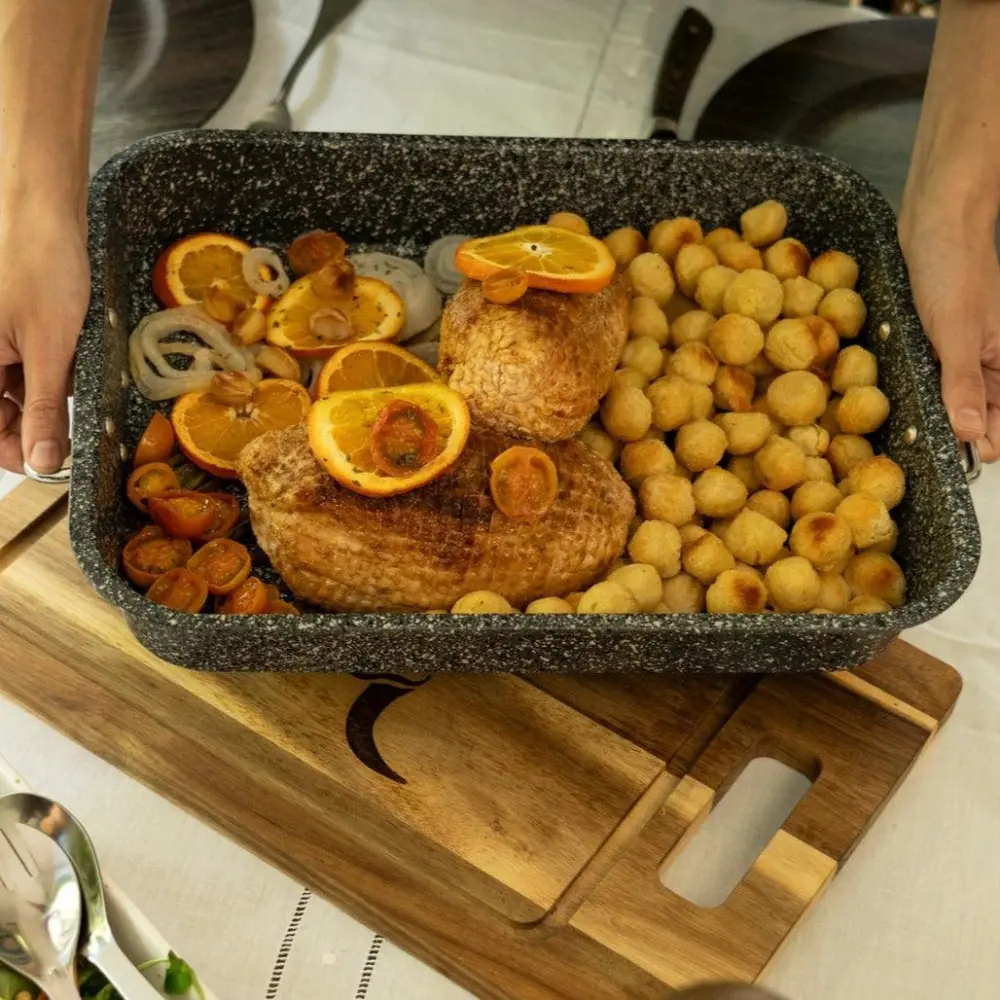 Premium Antiadherente Bandeja de horno Antiadherente Granite con mangos