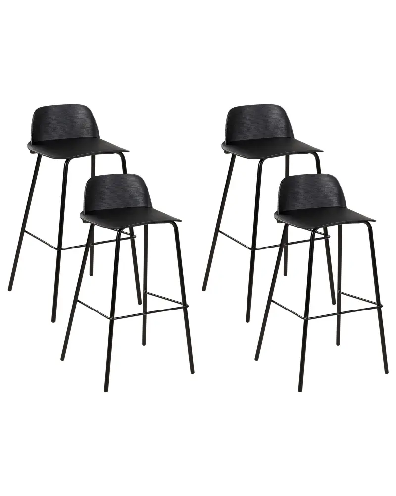 Bar Chair Set 4 Black MORA