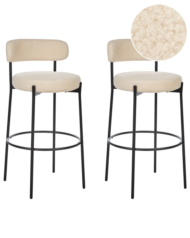 Bar Chair Set 2 Boucle Light Beige ALLISON