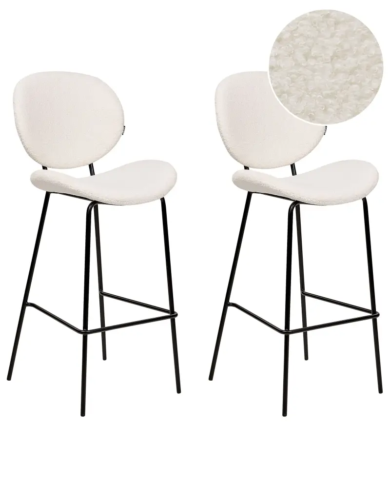 Bar Chair Set 2 Boucle White LUANA