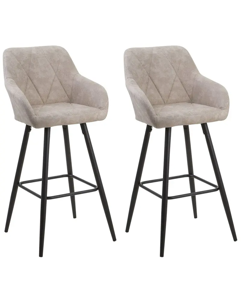 Bar Chair Set 2 Fabric Beige DARIEN