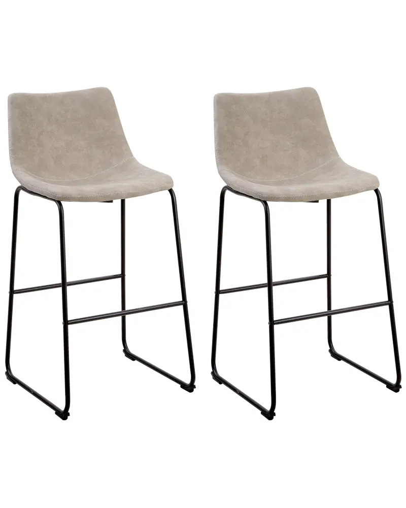 Bar Chair Set 2 Fabric Beige FRANKS