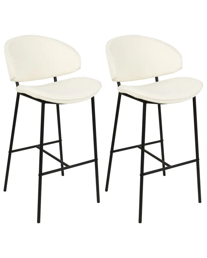 Bar Chair Set 2 Fabric Cream KIANA