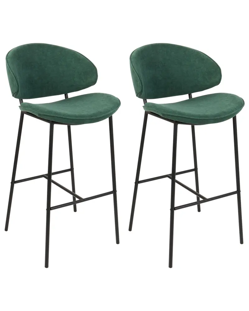 Bar Chair Set 2 Fabric Dark Green KIANA