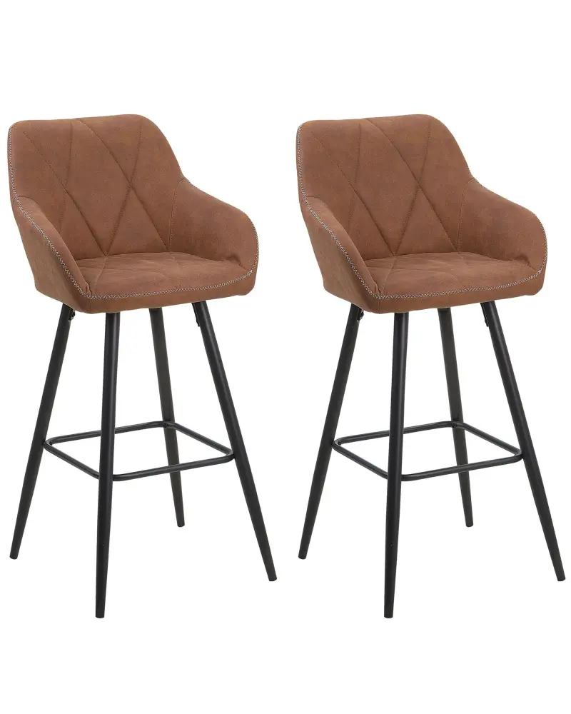 Bar Chair Set 2 Fabric Golden Brown DARIEN