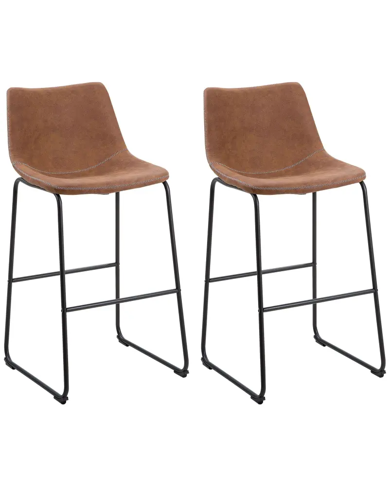 Bar Chair Set 2 Fabric Golden Brown FRANKS