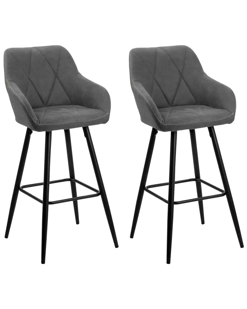 Bar Chair Set 2 Fabric Grey DARIEN